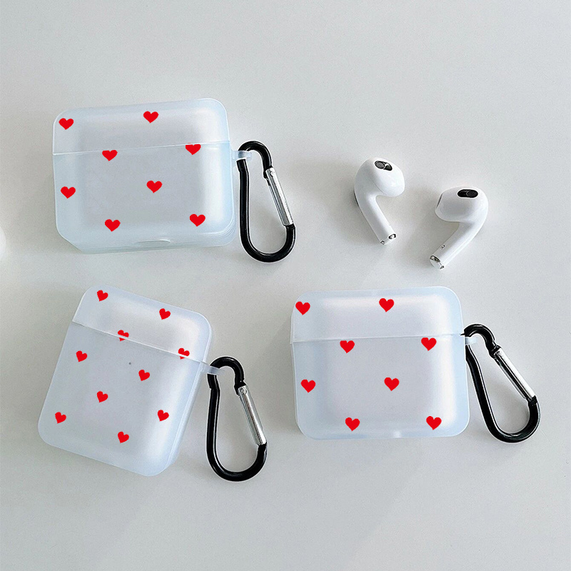 

Gift The Perfect Protection: Red Heart Pattern Airpods Case For Airpods 1/2, 3, Pro & Pro (2nd Gen) - White Anti-fall Silicon Cover