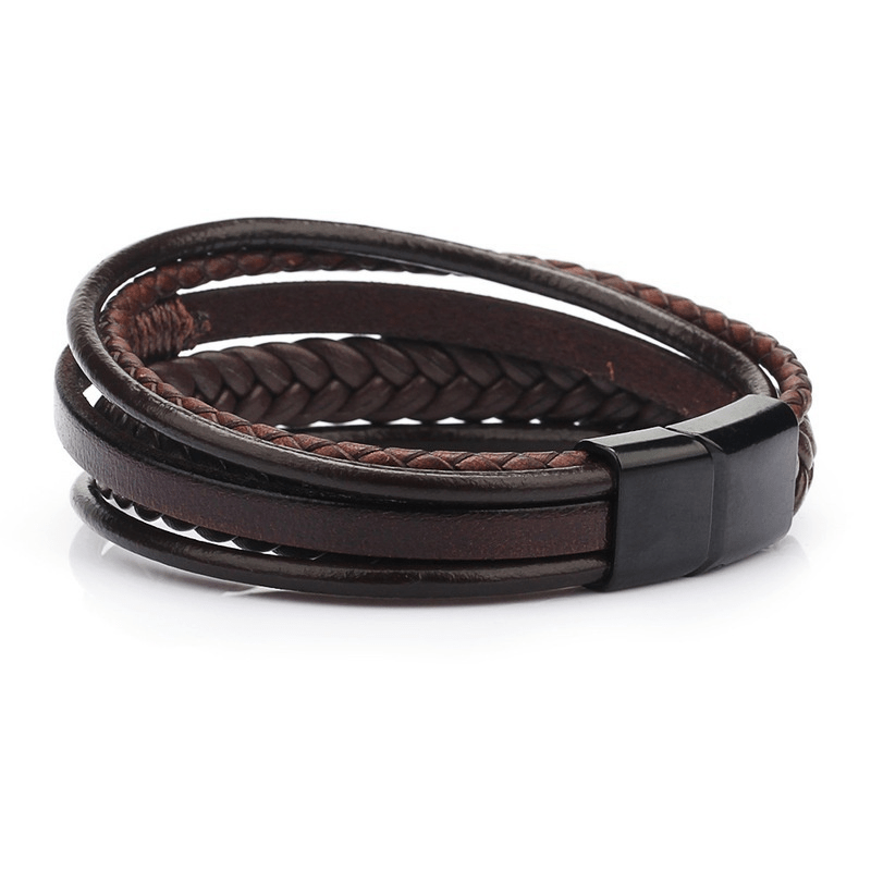 Men's Wrap Bracelet Multilayer PU Leather Braided Bangle