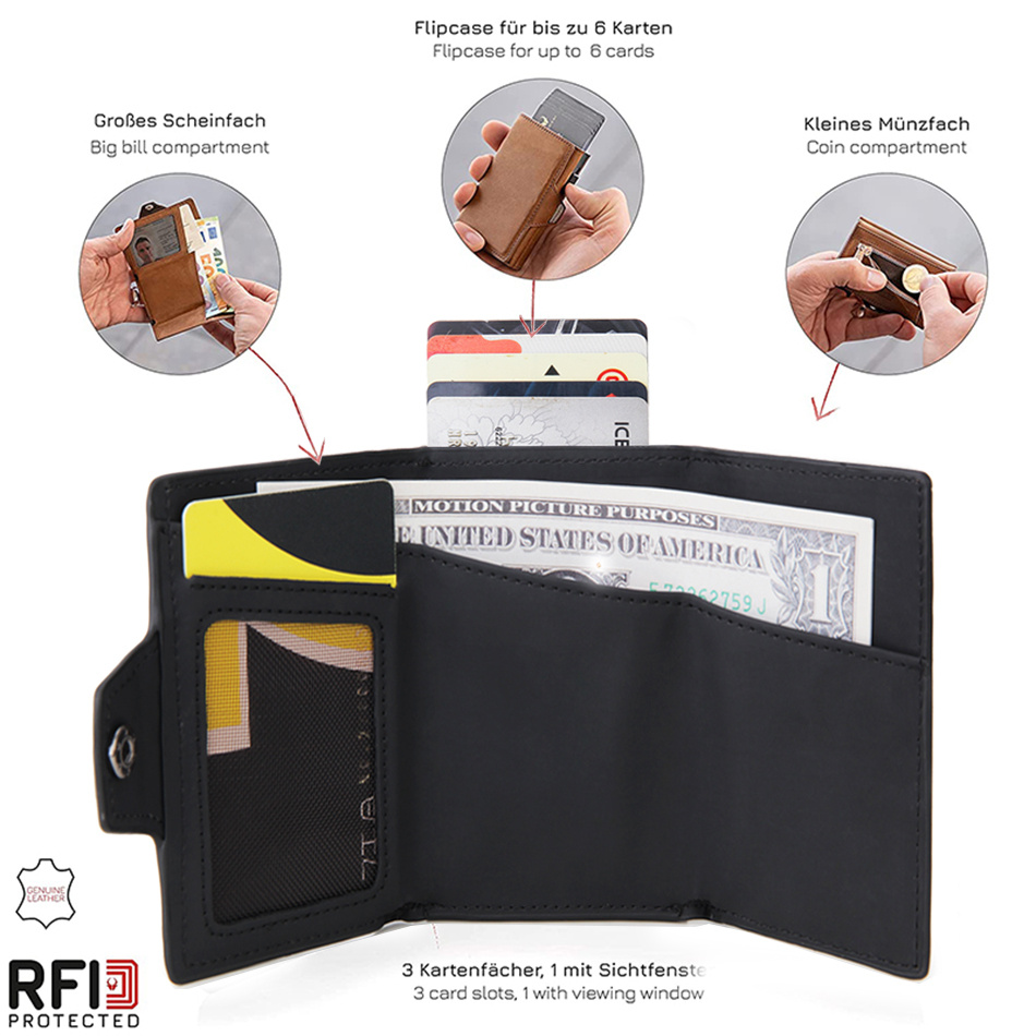 Credit Card Holders,RFID Blocking PU Leather Slim Bank Card case Automatic  Pop Up Card Wallet for Cards & Notes,Holds 5 Cards