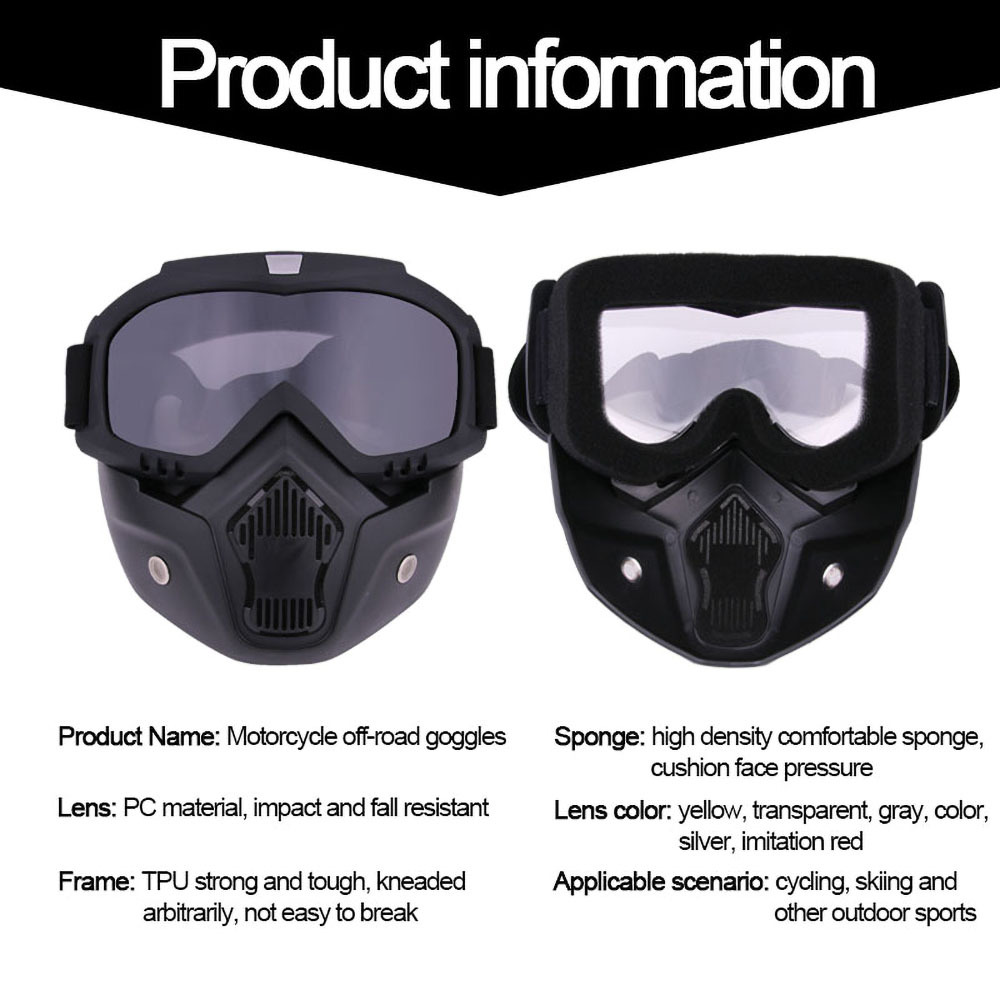 Windproof Ski Mask Goggles Retro Off-Road Mask Goggle Detachable Goggles Mouth Filter, Size: NO.1, Other