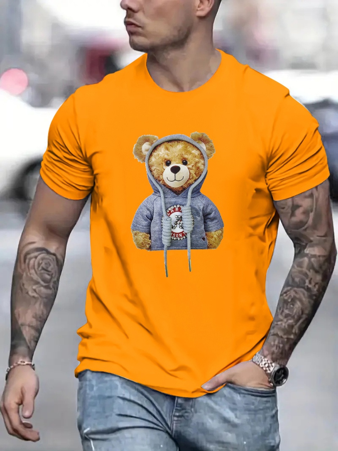Cute Bear Print Graphic T-shirt, Cute Cartoon Short Sleeve Crew Neck Shirt,  Casual Every Day Tops, Women's Clothing - Temu