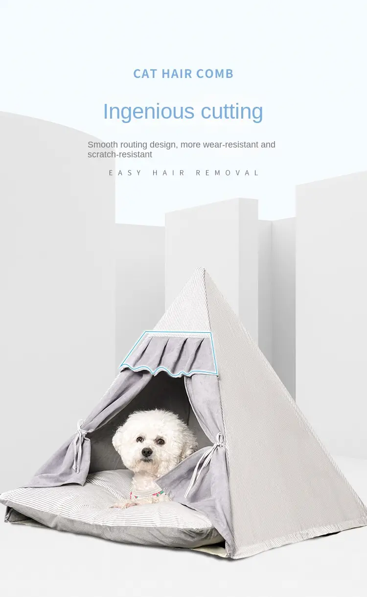 pet teepee tent for dogs cats portable pet tent with thick cushion cat nest dog house details 4