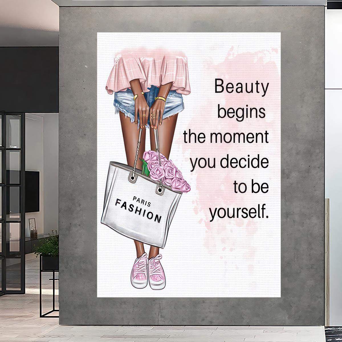 Paris Fashion Girl Canvas Wall Art - Perfect For Home, Office, And Hotel  Decor - Gift For Girl, Daughter, Or Woman - Beautiful Begins The Moment -  No Frame Needed - Temu United Arab Emirates