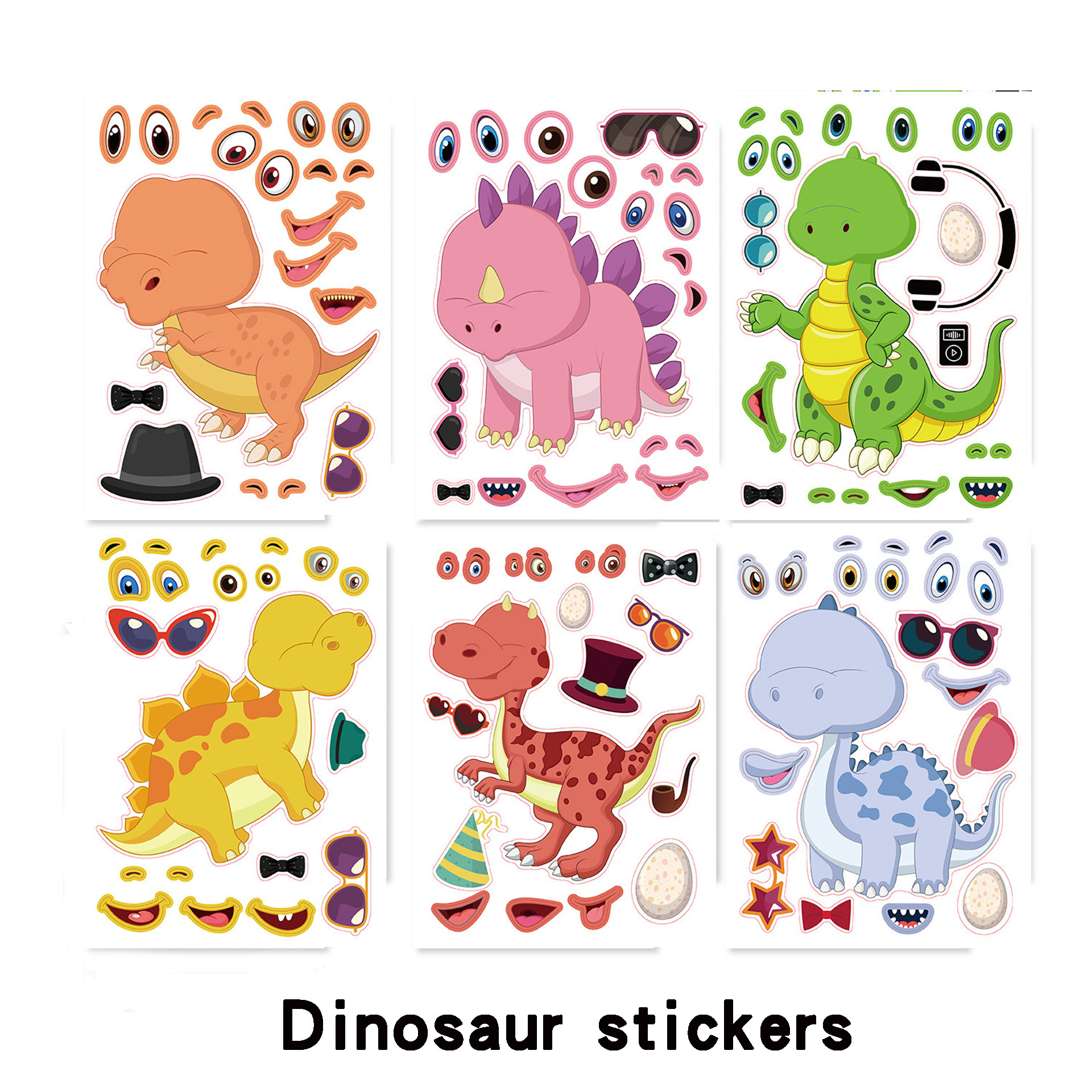 Make Your Own Dinosaur Stickers Make A Face Stickers For - Temu