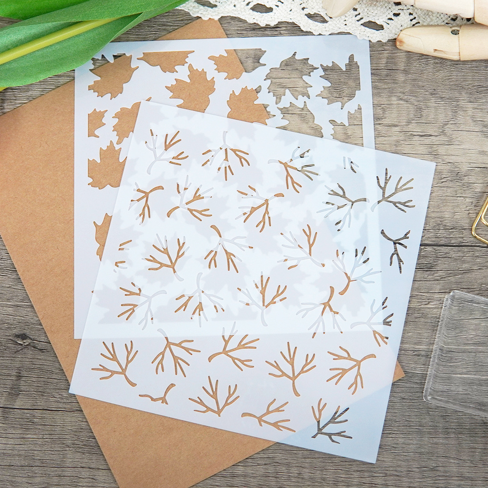 Leaf Stencils For Crafts Small Leaves And And Branches Paint Plant Stencil  For Painting On Wood Wall Card Making, Tiny Nature Vine Herb Essential Art