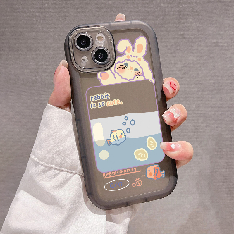 Rabbit Fishing Graphic Pattern Phone Case Iphone 14 13 12 11 - Temu