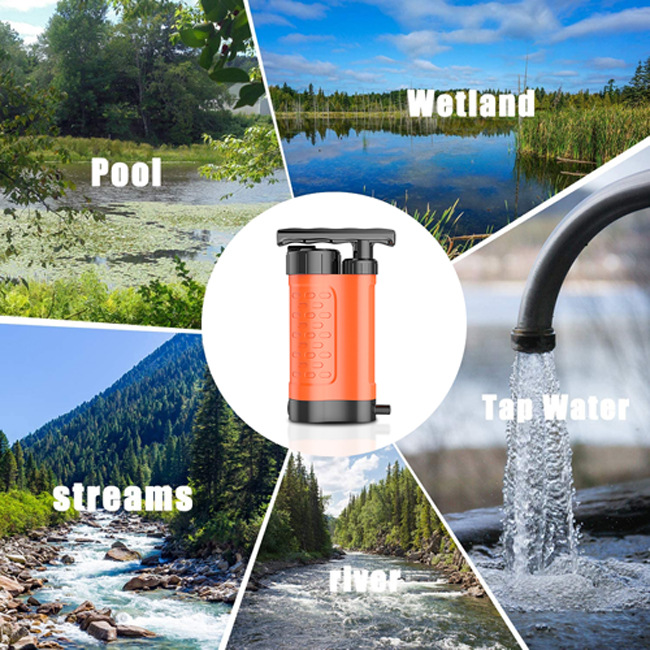 portable hand pump water purifier for outdoor survival adventure emergency multi layer hand pump water dispenser details 4