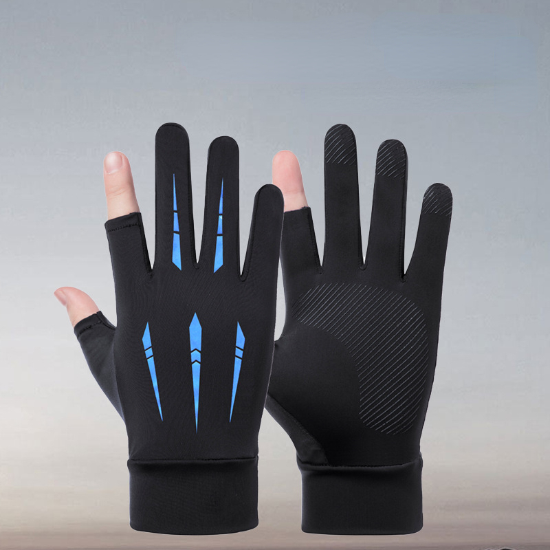 1pair Fishing Gloves Men And Women Half Fingers Ice silk Gloves