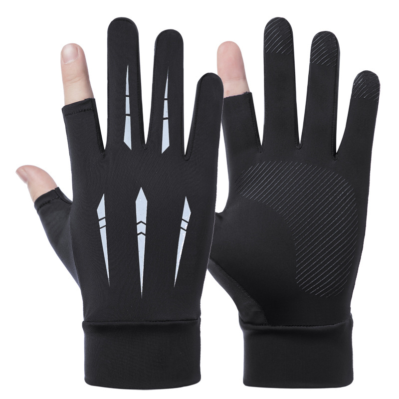 Summer Thin Ice Silk Gloves Men Women Non slip Half Finger - Temu