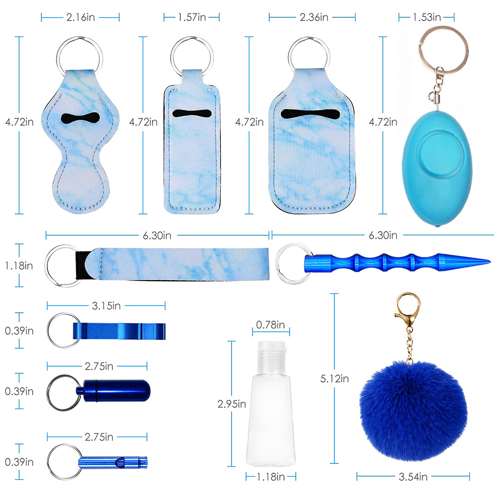 11pcs safety keychain set for women and kids safety keychain accessories self defense keychain set for girls with safe sound personal alarm no touch door opener whistle details 5