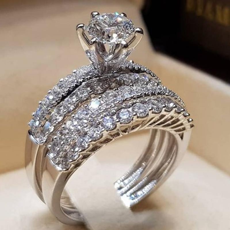 Bridal Wedding Rings Set Women Engagement Proposal Gift - Temu