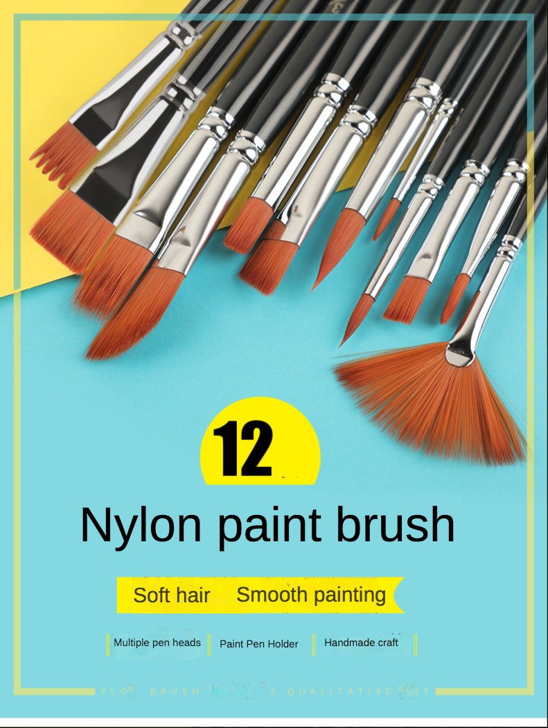 Nylon Paintbrushes Short Wood Rod Students Art Paint Gouache - Temu