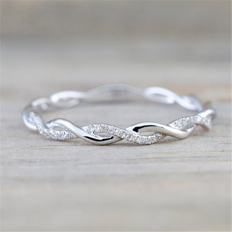 Twisted Rhinestone Ring For Men Couple Engagement