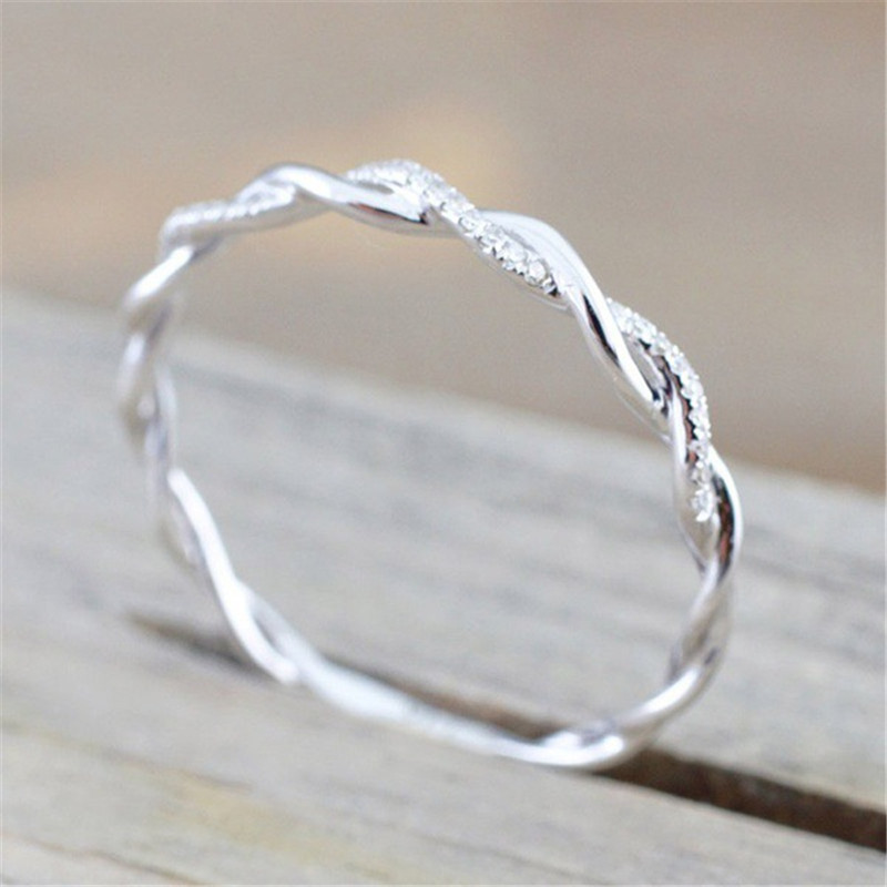 Twisted Rhinestone Ring For Men Couple Engagement
