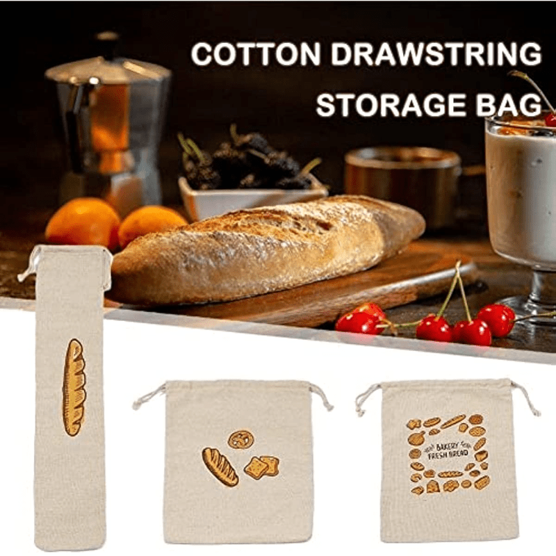 1 Pc Linen Bread Bag Baguette Reusable Drawstring Storage - Temu