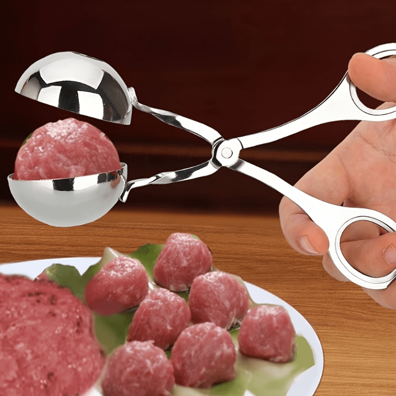 Meat Ballers Maker, Stainless Steel Rice Ball Making Tongs, Meatball Scoop,  Meatball Clip, None-stick Food Clip, Cookie Dough Scoop, Diy Fish Ball  Mold, Ice Cream Ball Makers, Kitchen Tools - Temu