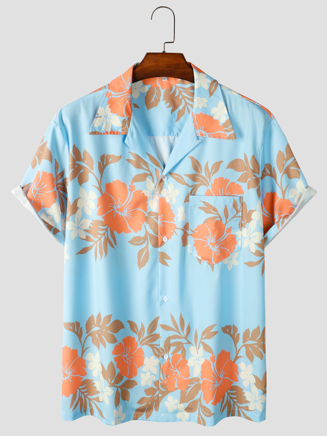 Men's Casual Button-up Short Sleeve Shirt Floral Hawaiian Shirt Casual  Hawaiian Print Shirt - Temu