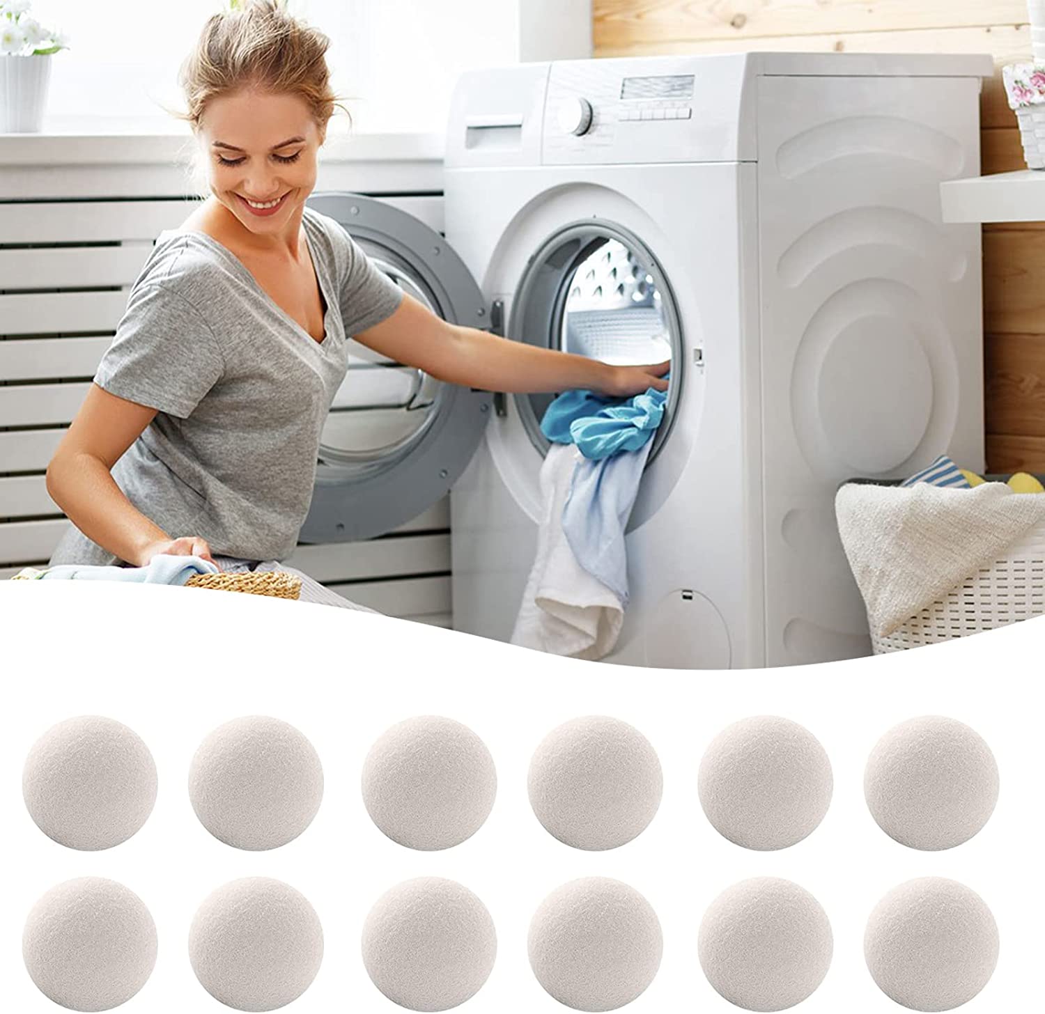 8 bolas de silicona para secadora, antibobinado, bola para lavadora,  suavizante de tela, alternativa para evitar nudos, para lavadora, secadora,  herramienta de limpieza de lavandería (blanco y gris), Mode de Mujer