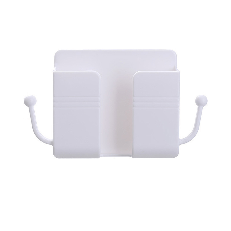 Soporte de pared adhesivo para teléfono móvil y soporte de control remoto  Caja de almacenamiento multiusos (blanco)