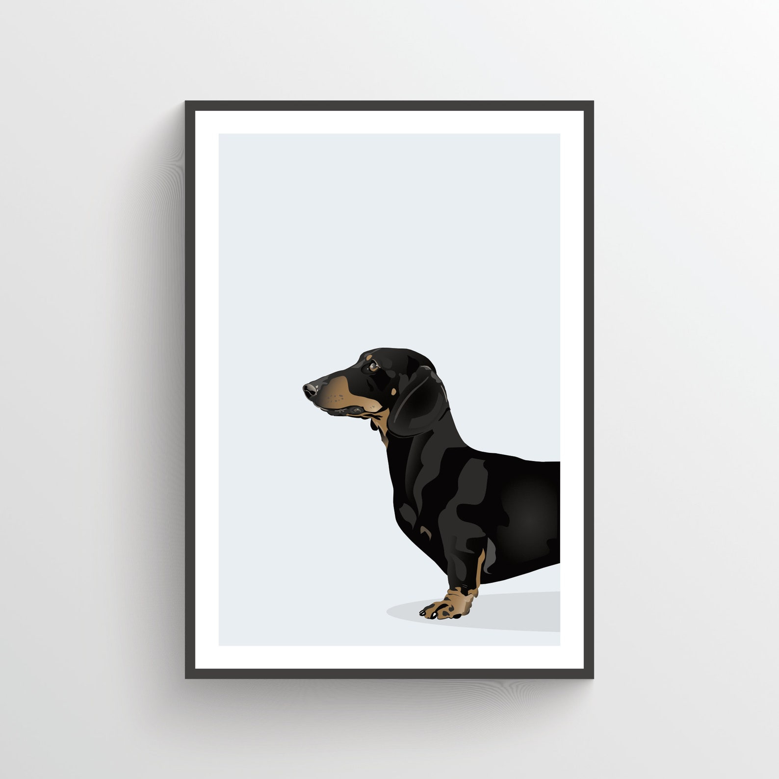 2 個ブラックダックスフントデジタル印刷ポスターセット、ウィンナー犬