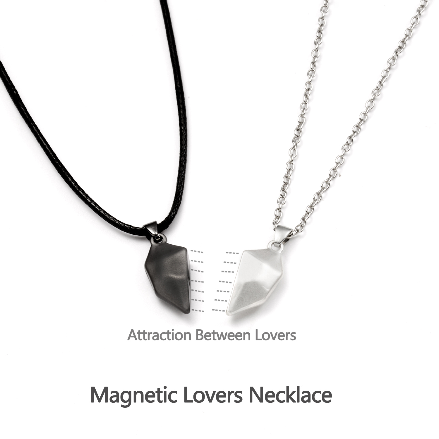 2022 Couple Gift - Magnetic Heart Necklaces, Black/White