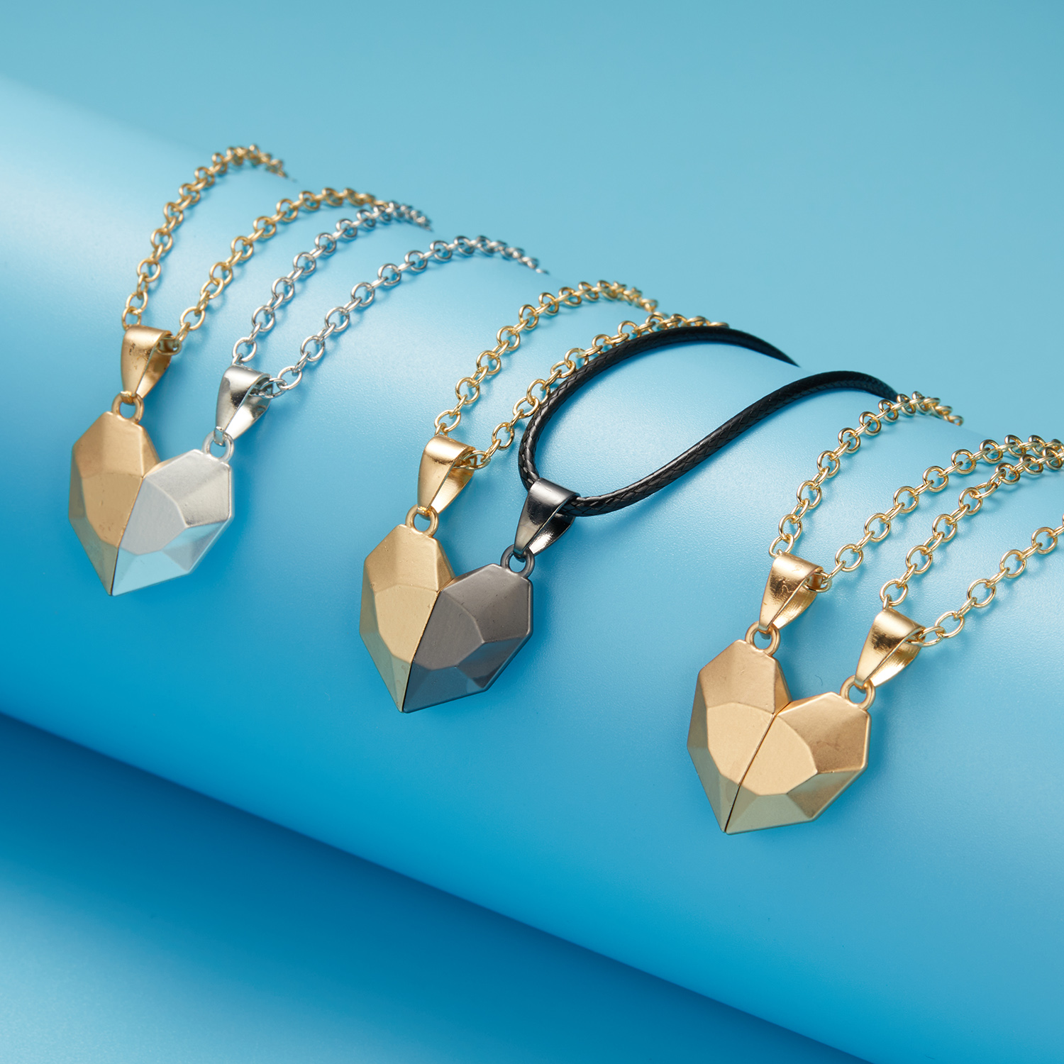 Fashion Couple Heart Magnetic Necklace Heart Combination Pendant