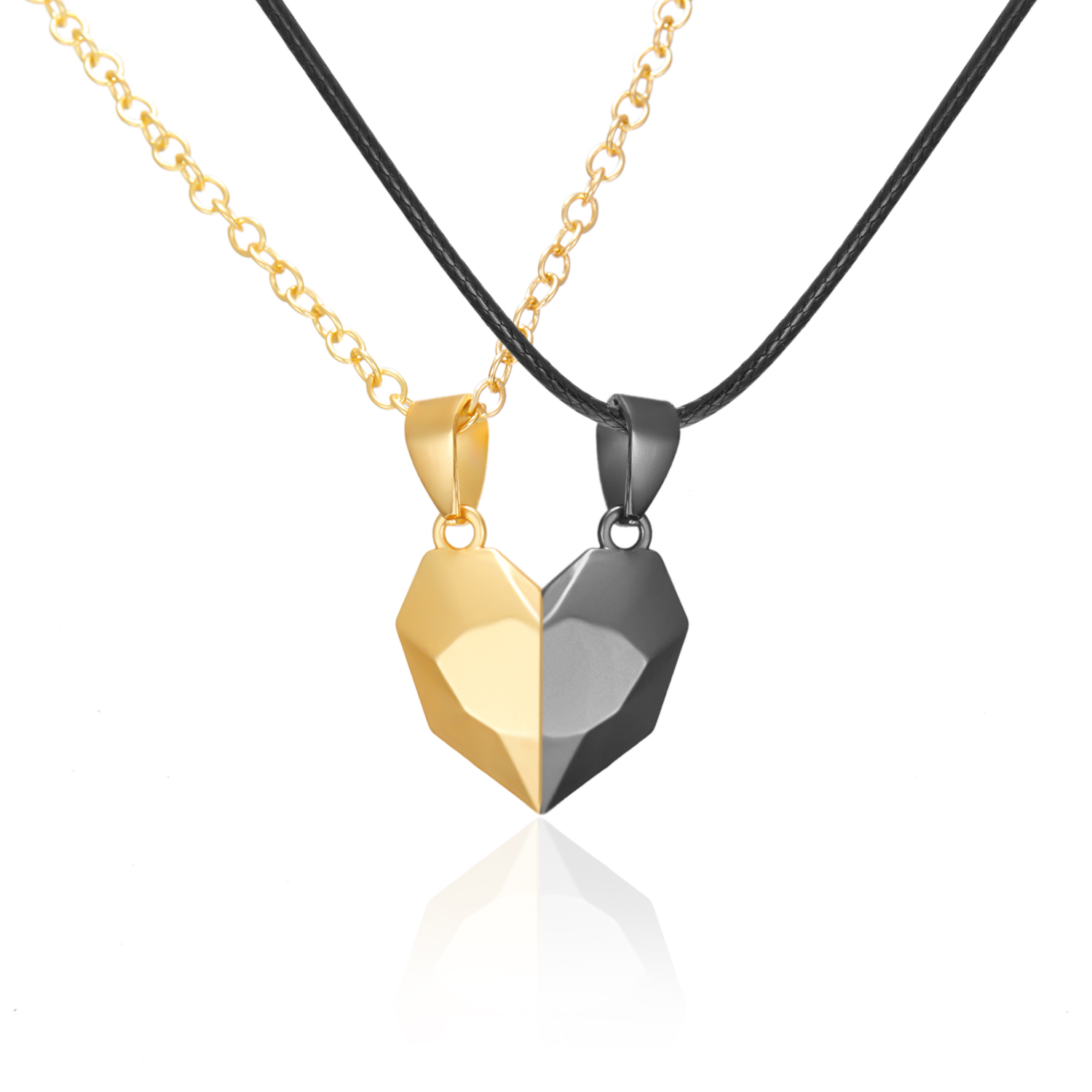 Fashion Couple Heart Magnetic Necklace Heart Combination Pendant