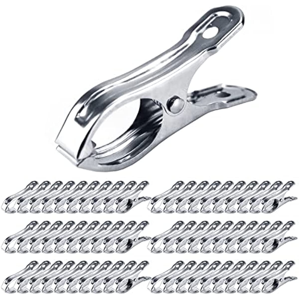 Image of 60pcs Jabukosu Heavy-duty Stainless Steel Garden Clips - Clamps For Securing Shade Cloth & Plant Covers On Greenhouse Hoops, Versatile Use For Documents, Photos & More