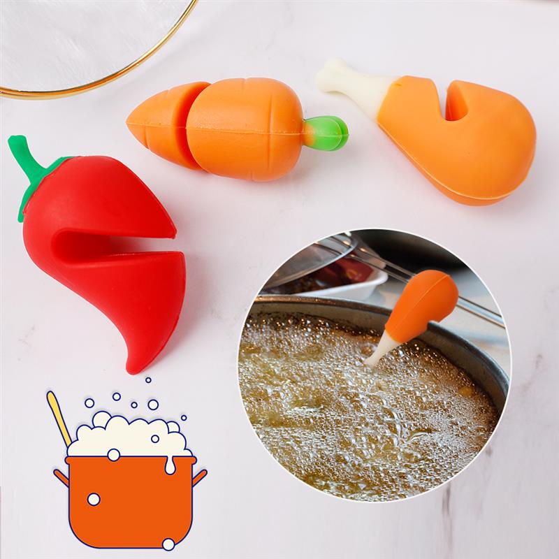 Silicone Spill-proof Pot Lid Rack Creative Cute Shape Design Overflow  Stopper Pot Cover Lifter Heat Resistant Holder For Kitchen