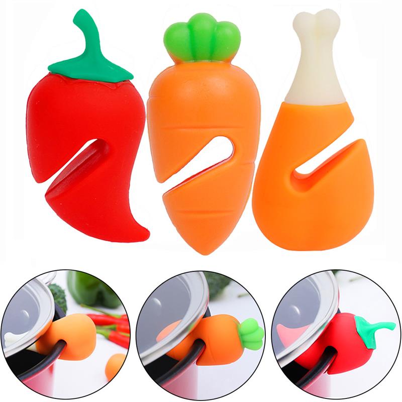 Silicone Spill-proof Pot Lid Rack Creative Cute Shape Design Overflow  Stopper Pot Cover Lifter Heat Resistant Holder For Kitchen