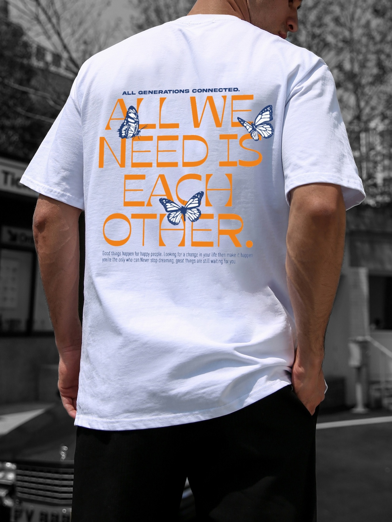 All We Need Is Each Other Letter Graphic Print Mens Creative Top Casual  Slightly Stretch Short Sleeve Crew Neck T Shirt Mens Tee For Summer Outdoor  - Men's Clothing - Temu Belgium