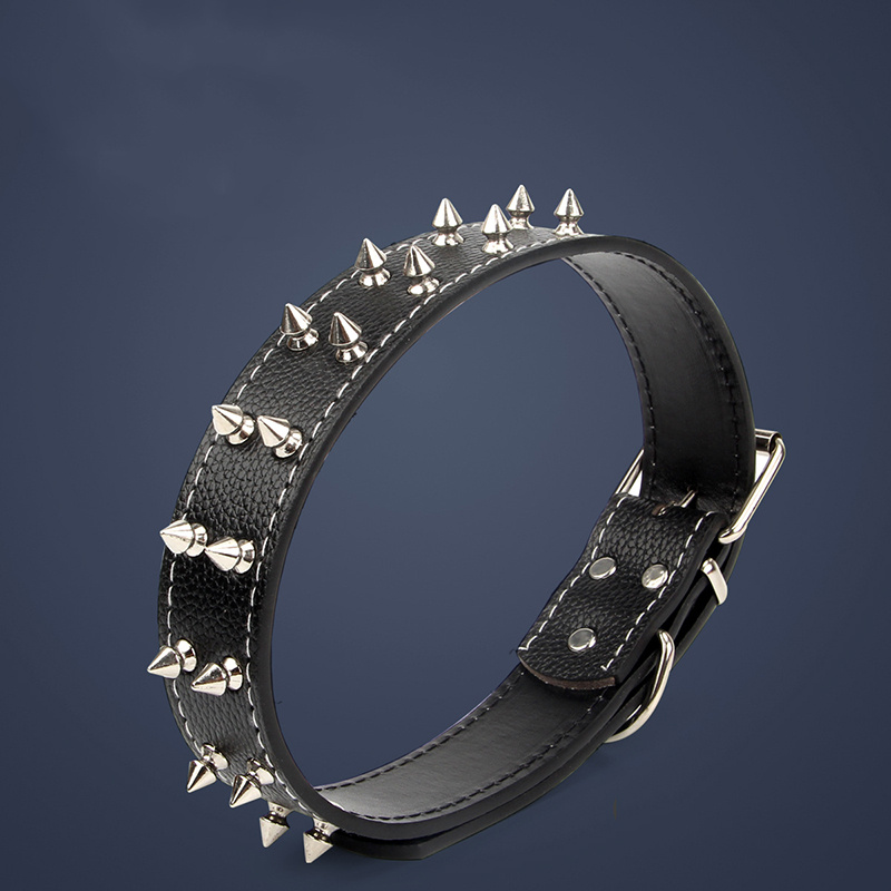 Spiked Studded Pu Leather Dog Collar For Medium And Large Dogs