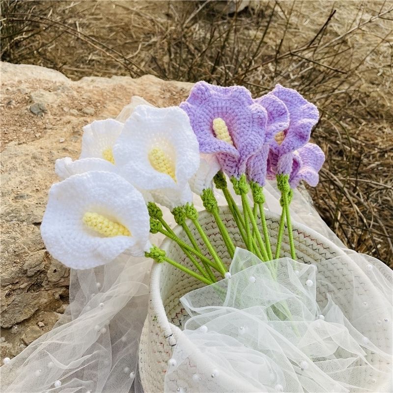 Hand Knitted Calla Lily Flower Bouquet Crochet Flower Simulation