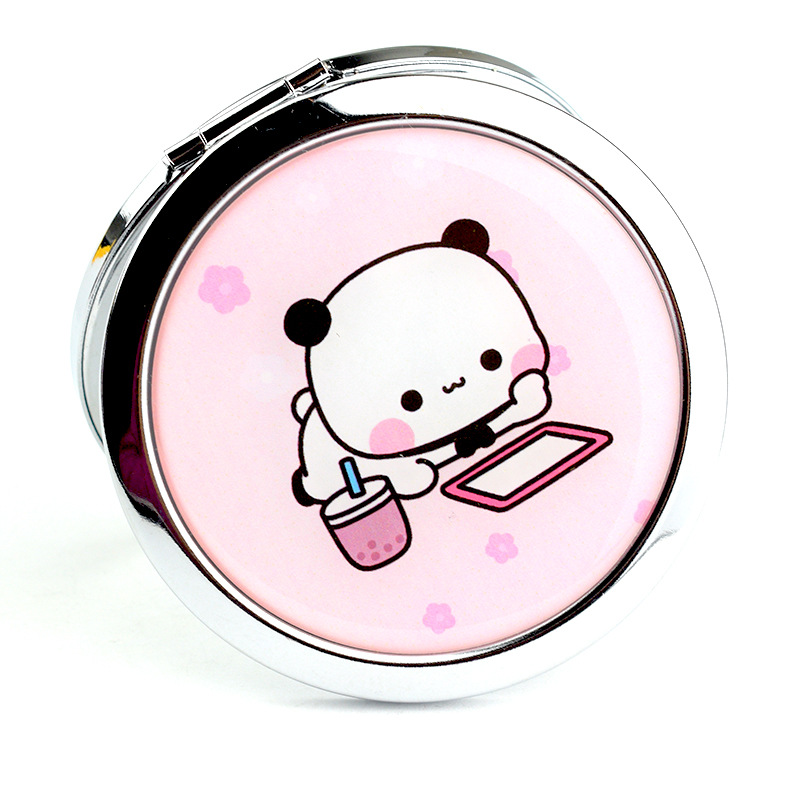 1pc Pink Round Folding Double-sided Mirror, Cute Mini Portable