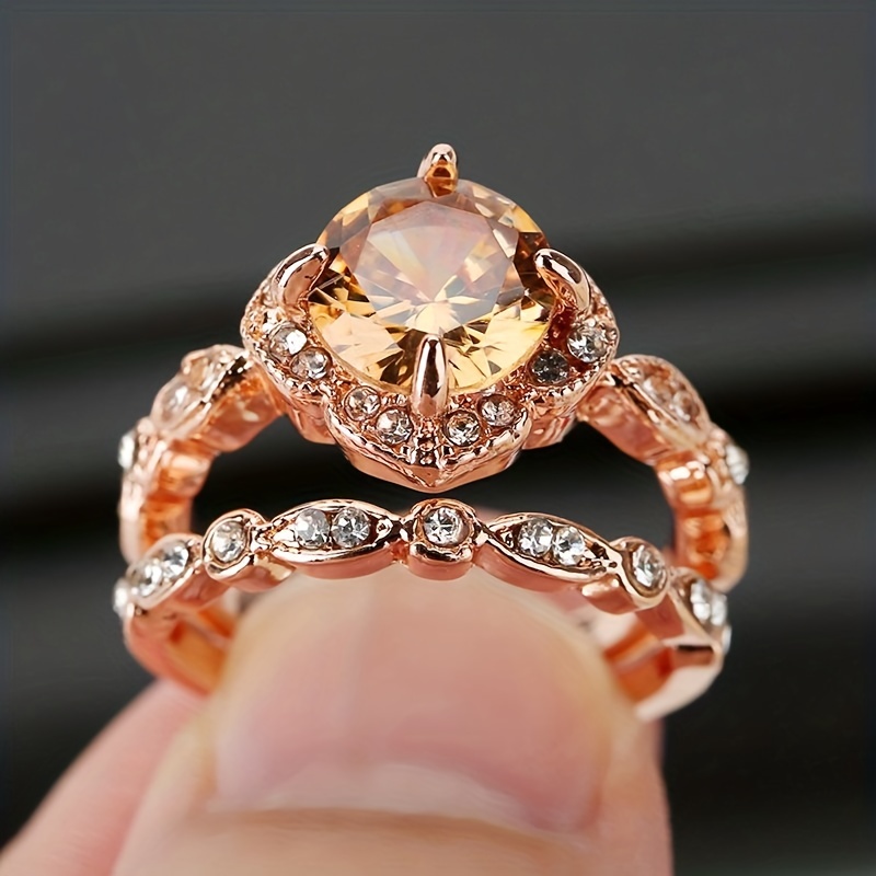 Jewelry For Women Rings Fashion Rose Gold Horse Eye Zircon Ring With Flower  Design Simple Zircon Ring Simple Personality Character For Women And Girls