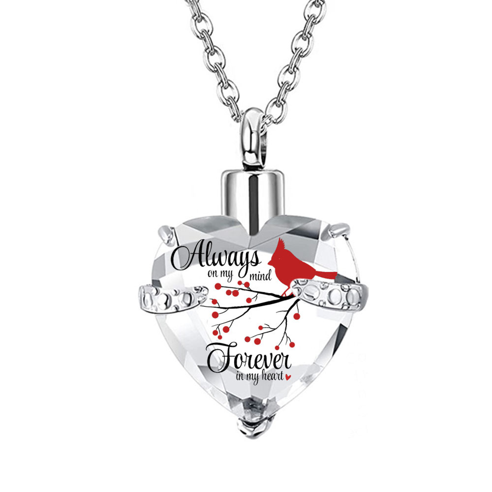 Crystal Cardinal Urn Necklace - Memorial Glass & Jewelry