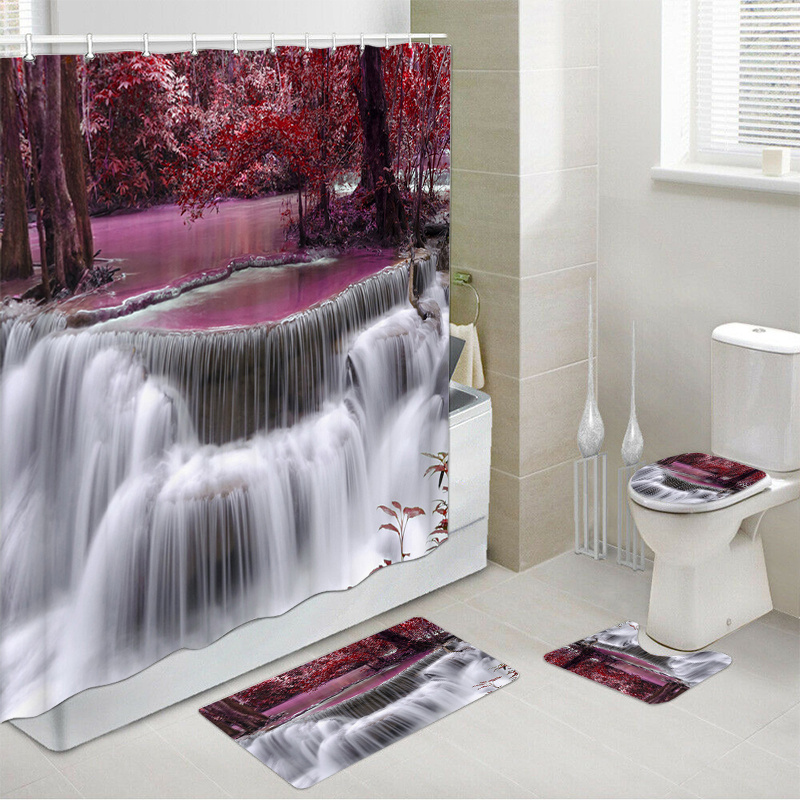 Waterfall Pattern Shower Curtain Waterproof Bathroom Curtain - Temu