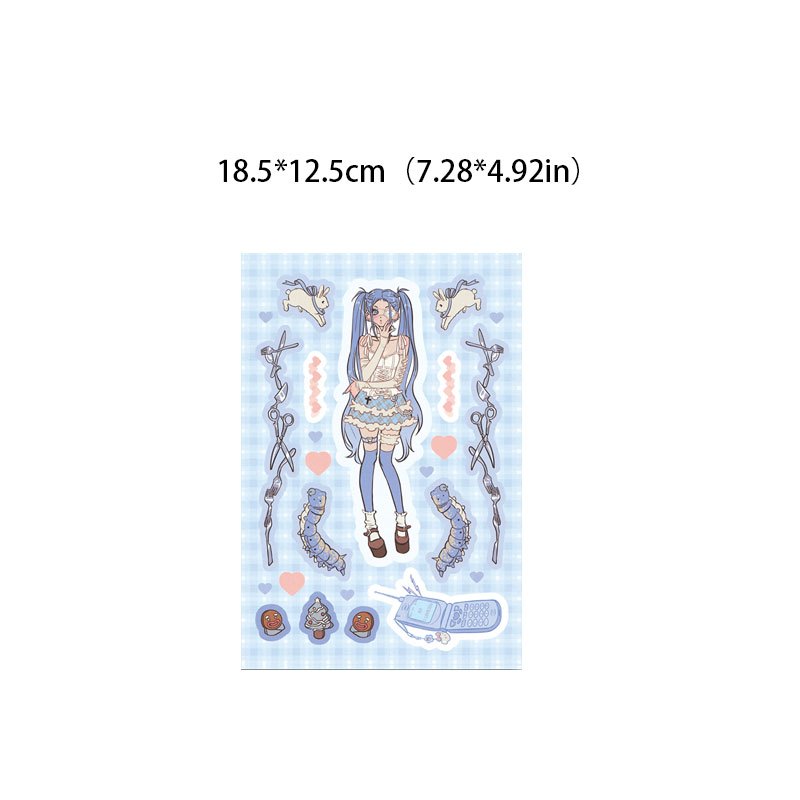 6 Sheets High Y2k Style E Graffiti Stickers Kids DIY Stationery