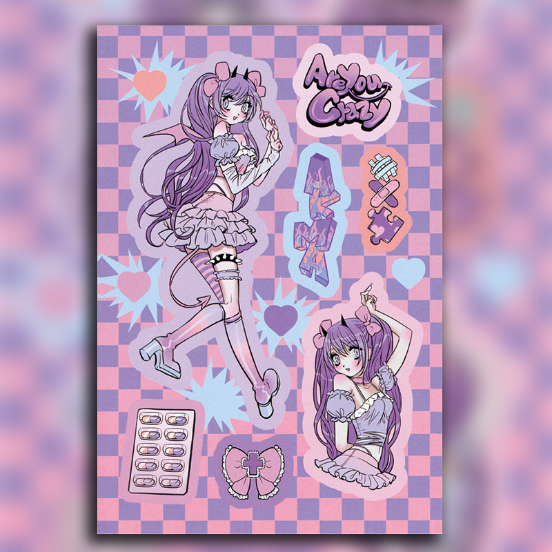 6 Sheets High Y2k Style E Graffiti Stickers Kids DIY Stationery