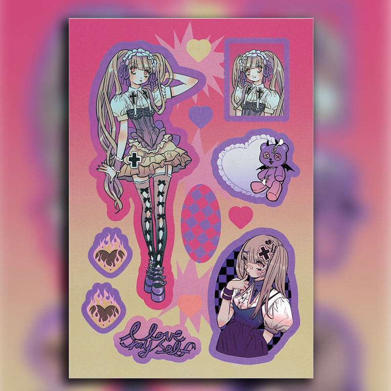 6 Sheets High Y2k Style E Graffiti Stickers Kids DIY Stationery