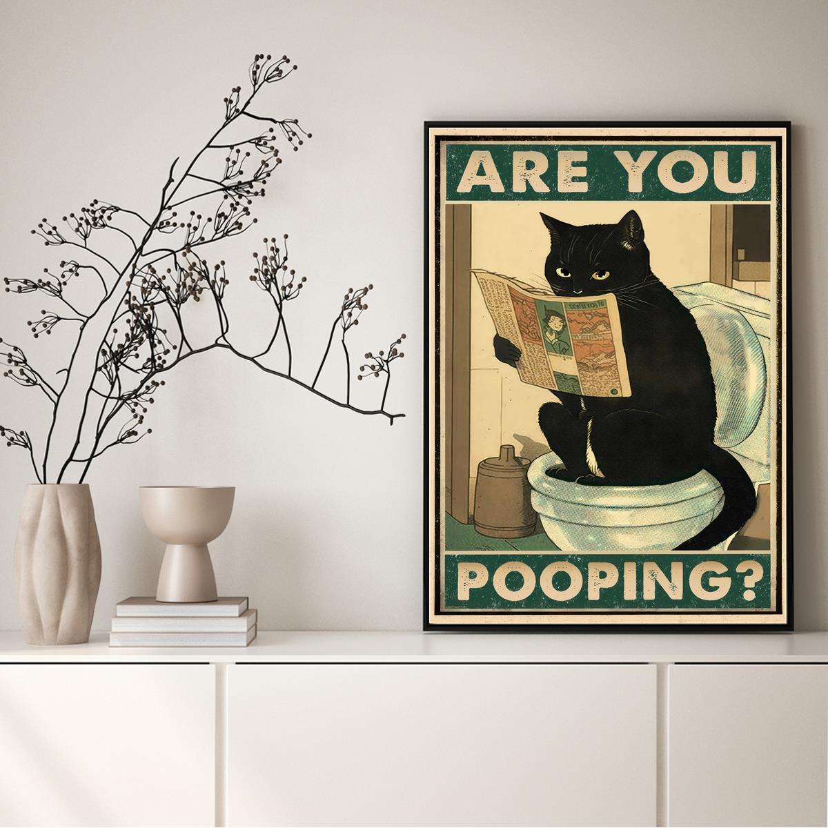 Black Cat Vintage Posters Art Wall Prints Funny Bathroom - Temu