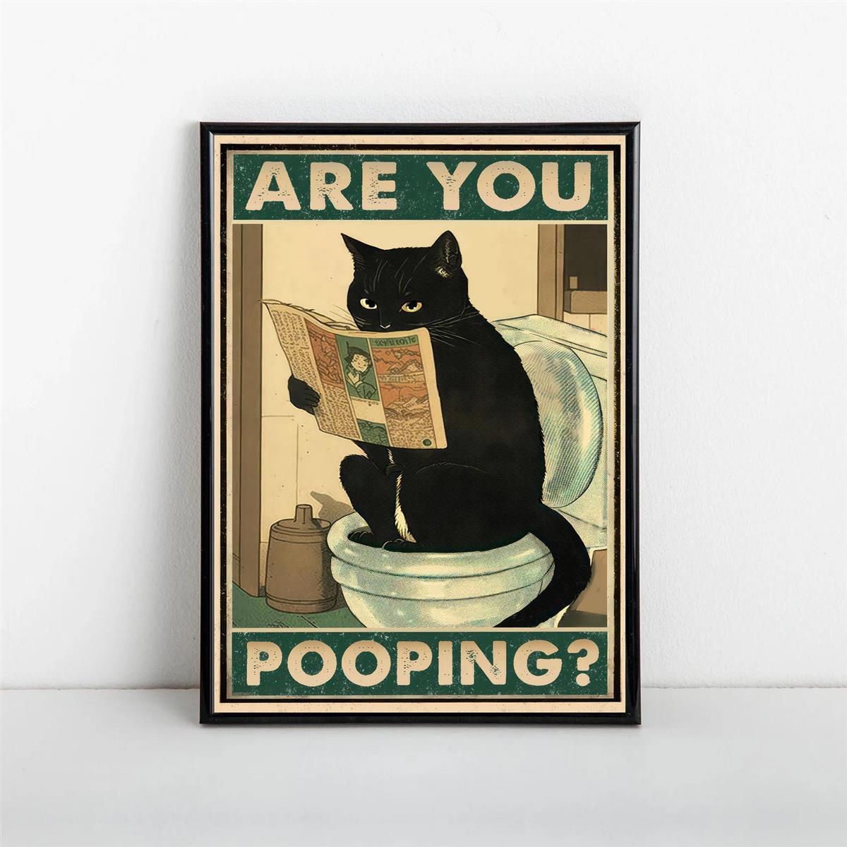 Canvas Poster Inspirational Quote Wall Art Pooping Black Cat - Temu