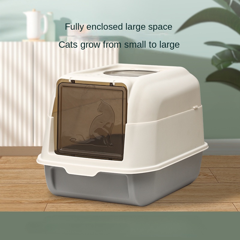 Large Semi Enclosed Cat Litter Box Toilet Deodorant Anti Sand For