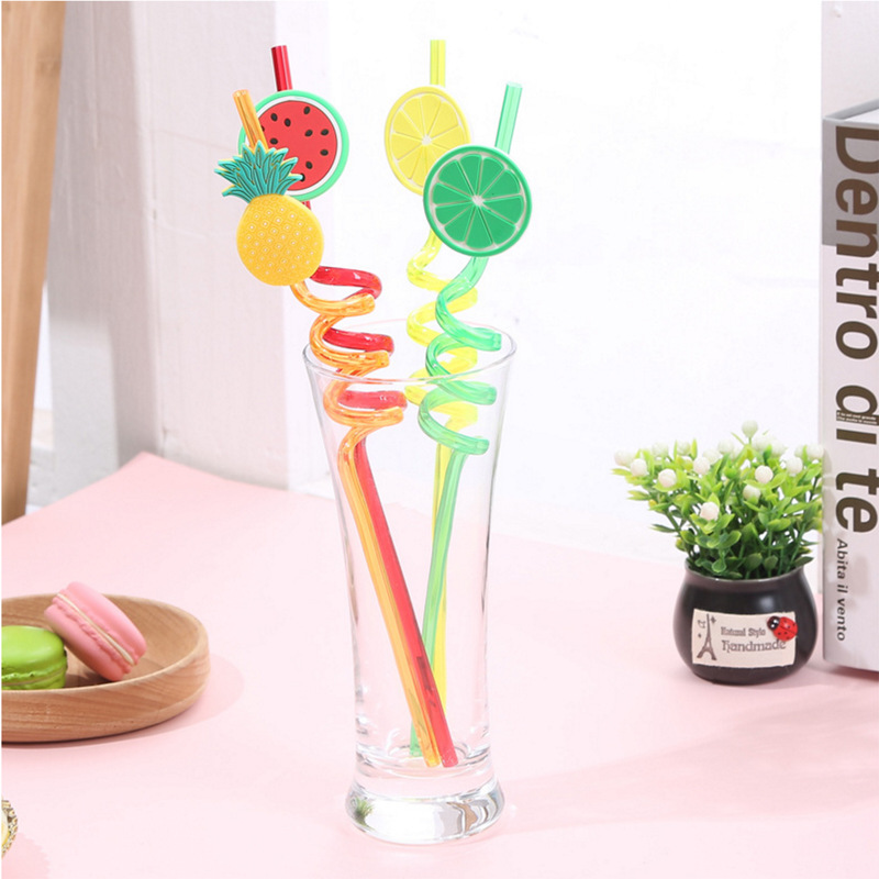 FANDE 6 pezzi Cannucce Ricurve, Cannucce di Cartoon Straw Riutilizzabili,  per Feste di Compleanno per Bambini, Decorazioni da Tavola per Feste di