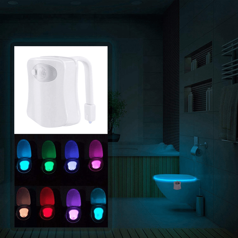Toilet Night Light Smart PIR Motion Sensor 8/16Colors LED Bathroom