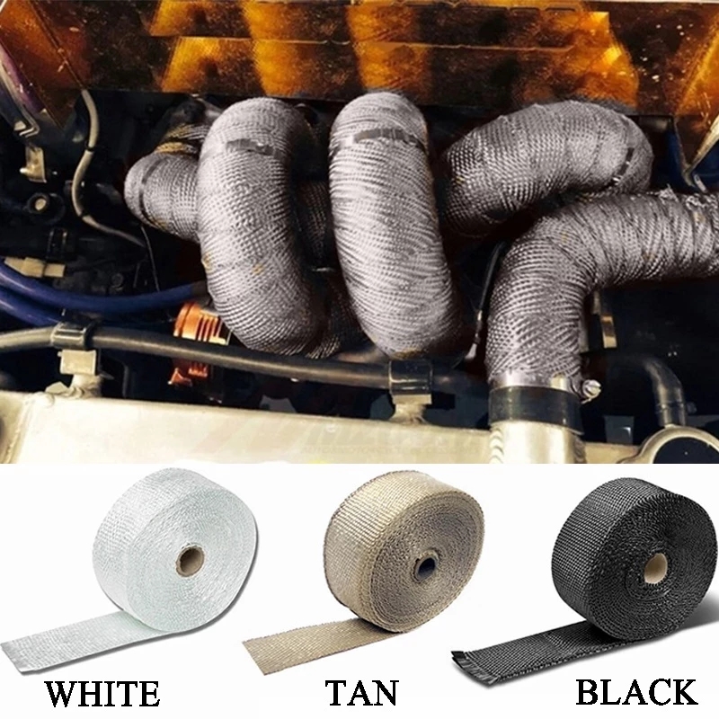 New 2'' Thermal exhaust Tape Air Intake Heat Insulation Wrap Tape Exhaust  Heat Wrap Roll Heat Shield Tape 2 Inch 5M CR1016