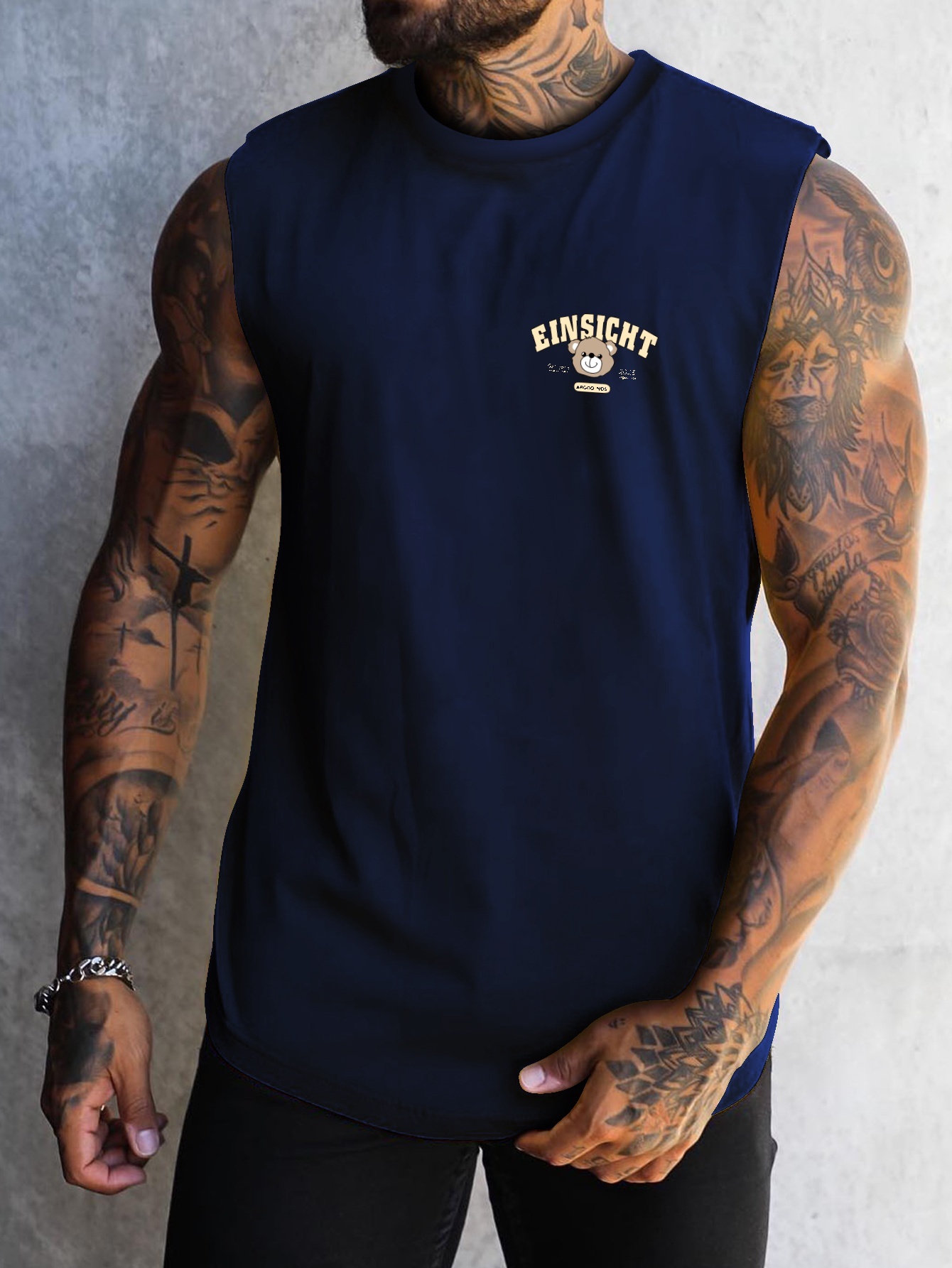 Chicago Bears Men's Sleeveless T-Shirt Black Cotton Tank Top Mens Gym Vest