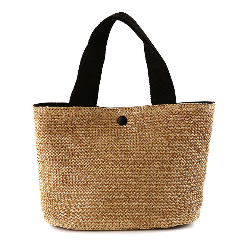 Simple Straw Woven Handbags Casual Tote Bag Travel Storage Bag For ...