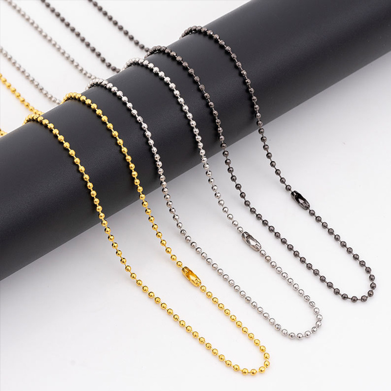 Stainless Steel Beaded Necklace Chain: Perfect For Diy - Temu