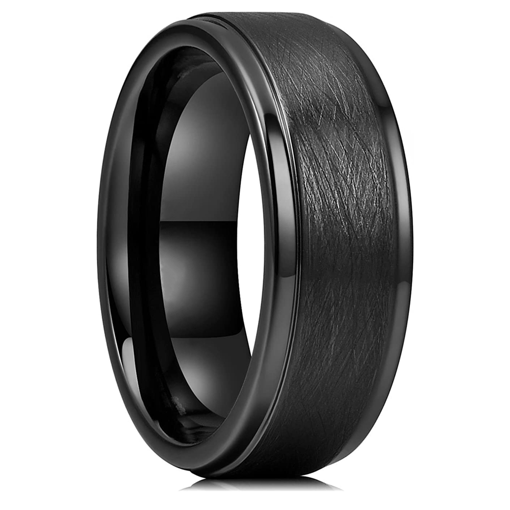 1pc Classic 8mm Men s Ring Simple Brushed Stainless Steel Ring Shop 